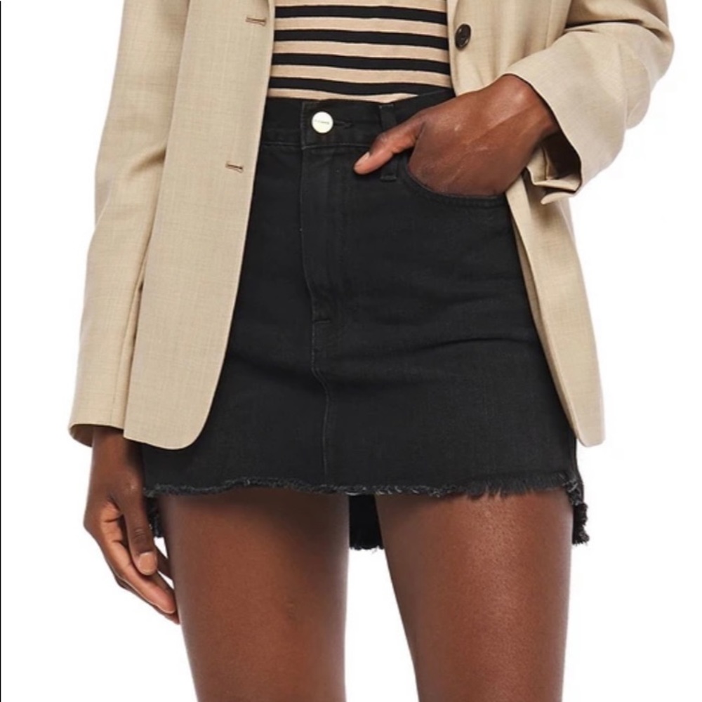 Frame Denim Black Le High Mini Skirt Federal fraye